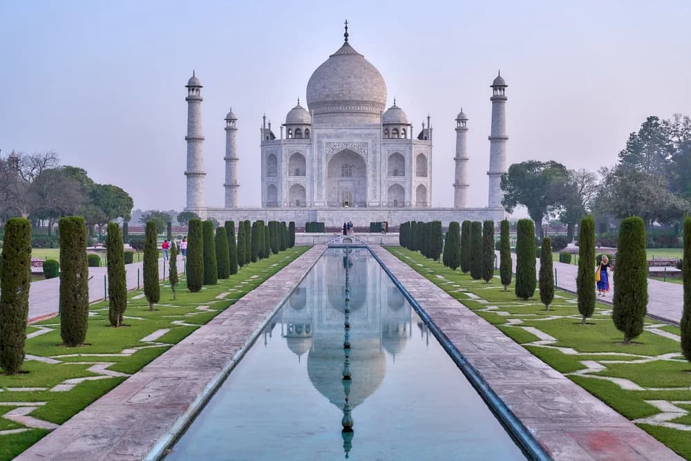 The Taj Mahal at Agra reflected in the watercourse